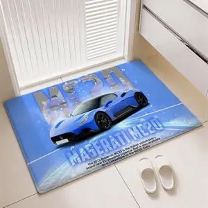 Italian Luxury Car Maserati Floor Mat Non-Slip Comfy Flannel Thickened Rug Indoor Door Mat Ultra Soft Absorbent Wear-Resistant Floor Mat for Living Room Hallway Entryway Front Door Porch Sturdy Non-Skid Home Decoration Mat for Indoor Daily Use
