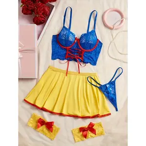 Princess Lingerie Set Women's Bra and Thong 4pcs Set Role Play Cosplay Dress Costume