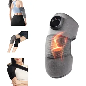 Knee Massager for Pain Relief, Rechargeable Knee Heating Pad for Knee Pain, Heated Knee Brace Wrap for Shoulder Elbow Arthritis Stress Relief (Gray)