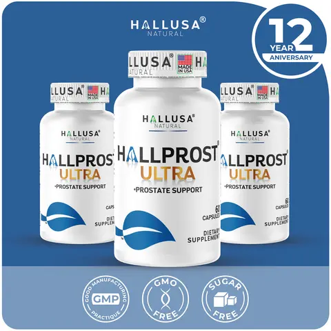 Hallprost Ultra x 180 Cap Prostate - Saw Palmetto, Pygeum Africanum & Pumpkin Seed - Dietary Supplement for Men - Hallusa Natural Herbal Wellness Blend Edible - Fitness Healthcare, Herbal Supplement Capsules, Plant Based