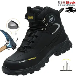 New Fashion Men Work Boots Indestructible Safety Shoes Men Steel Toe Shoes Puncture-Proof Sneakers Men Non Slip Work Shoes Construction Work Shoes Anti-slip Roofing Shoes Construction Work & Daily Wear