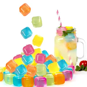 Reusable Plastic Ice Cube, Fake Ice Cubes, Colorful Refreezable Ice Cube for Drinks, Washable Non-melting Ice Cube for Whiskey Vodka Coffee