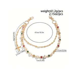 Men’s Street Style Waist Chain - Cross Pearl Jeans Decoration Accessory