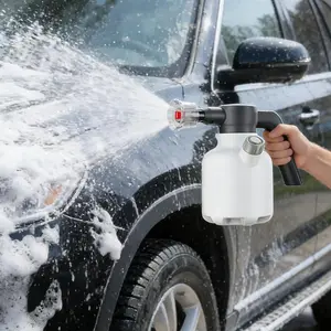 2L Electric Car Wash Foam Sprayer, Dual Motor, Long Battery Life, Self-Priming, 75-Degree Fan Spray, Fine and Even Foam, Handheld Car Wash