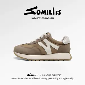 Somiliss Women Suede Shoes | Breathable Fabric and Genuine Leather | Slip-Resistant TPR Outsole | Comfortable Walking Running Sneaker for Spring and Autumn outdoorfun