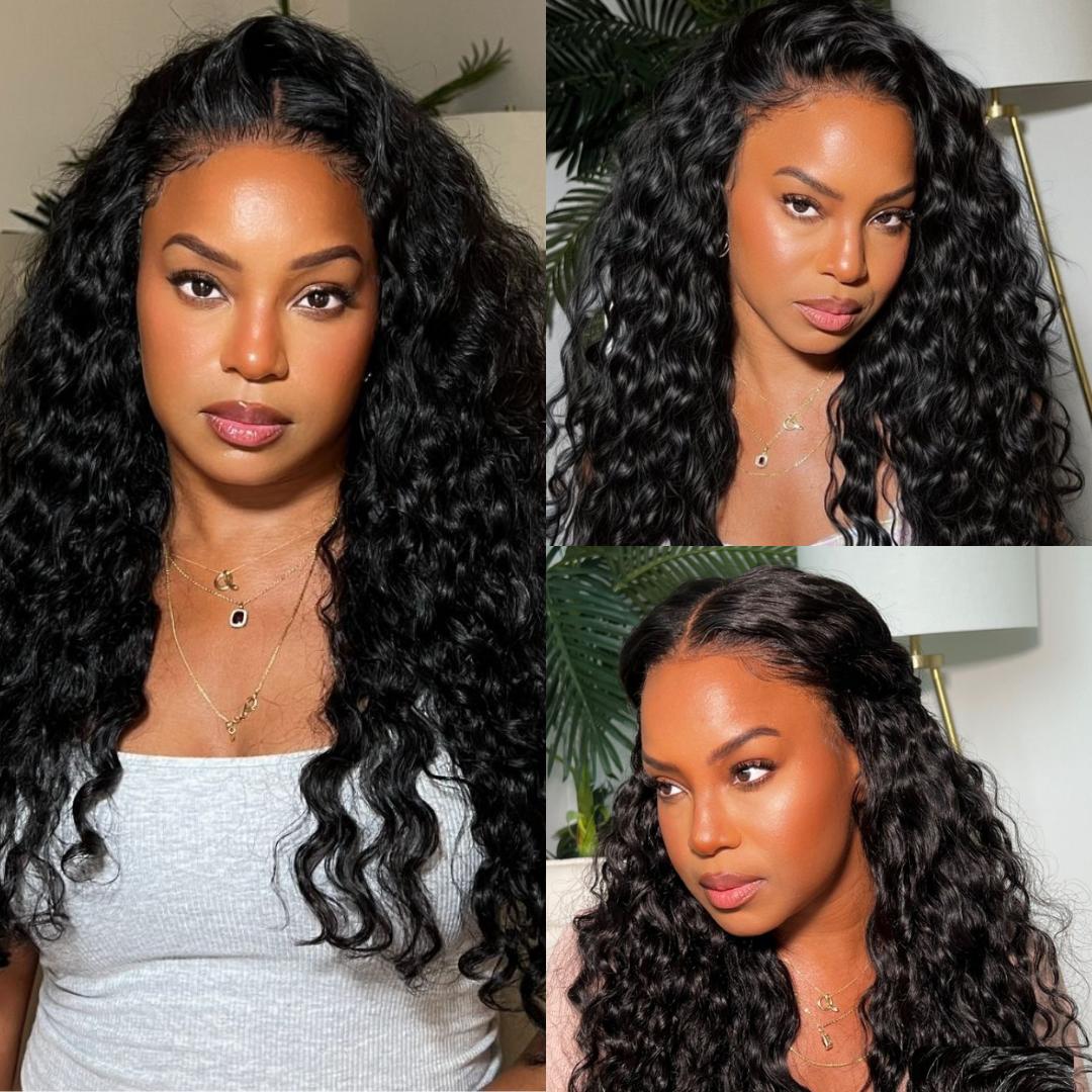 [New In] Sunber Natural Black Water Wave Curly Lace Wig, 13x4 Lace Front Wigs Human Hair, Bye Bye Knots, Pre-Everything, Glueless Wear & Go, Wet Wavy Beach Curls, Beginner Friendly, Human Hair Wigs
