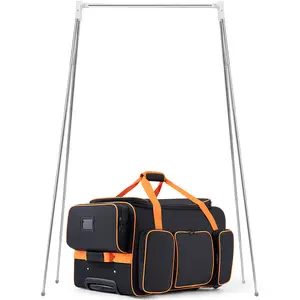 Dance Bag with Garment Rack, 23" Dance Costumes Rolling Garment Bags For Travel, Garment Duffle Bag For Dance Competition Travel Bag with Garment Rack (Black with Orange Trim)