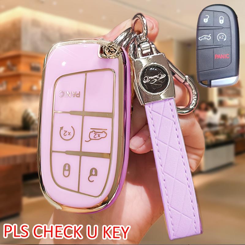 car bracket Soft TPU Car Key Protection Cover For Jeep Chrysler 200 300 Dodge RAM Challenger Voyager Smart Key
