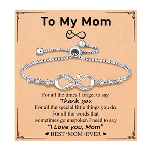 Adjustable Infinity Symbol Zircon Bracelet for Men and Women with Heartfelt Message Card