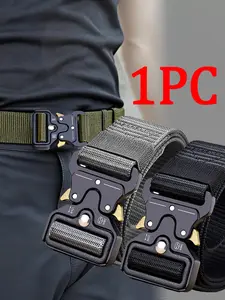 Men's Canvas Belt with Plastic Buckle, Comfortable and Durable Sports Waistband for Outdoor Activities, Fashionable Workwear Pants Accessory, Men Accessories