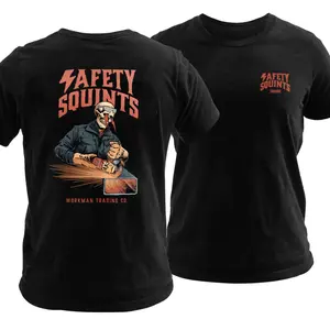 Safety Squints Grinder T Shirt, Funny Metalworker Graphic Tee, Soft Cotton Blend Workman Shirt, Grinding Sparks Shop Humor Design, Work to Death Job Apparel for Men & Women