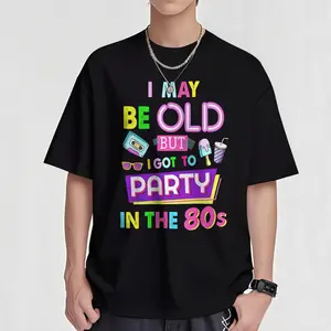 1pc Novelty 80s Design For Women & 80s Festival Costume T-Shirt Short Sleeve T-Shirt Women'S Men'S Graphic Tee Causal Tops Cotton Fabric actual  80s  clothing
