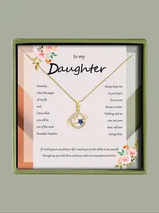 Artificial Zircon Decor Planet Design Pendant Necklace for Women, Fashion Jewelry for Party, Daily Decor, Trendy All-match & Exquisite Jewelry for Birthday Gift, with Blessing Card & Gift Box