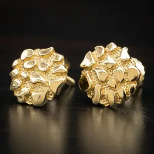 Male Gold Earrings, European Gold-Plated Vintage Style, 1cm Non-Tarnish Magnetic, Ideal for Anniversary Gifts, Evening Wear
