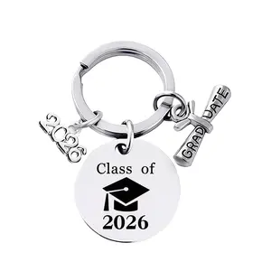Stainless Steel Rust-Resistant Graduation Keychain, Unique Class of 2026 Keyring, Funny Grad Student Gift from Teacher Durable Humorous keychains Friends Sleek Memorable keychains for men