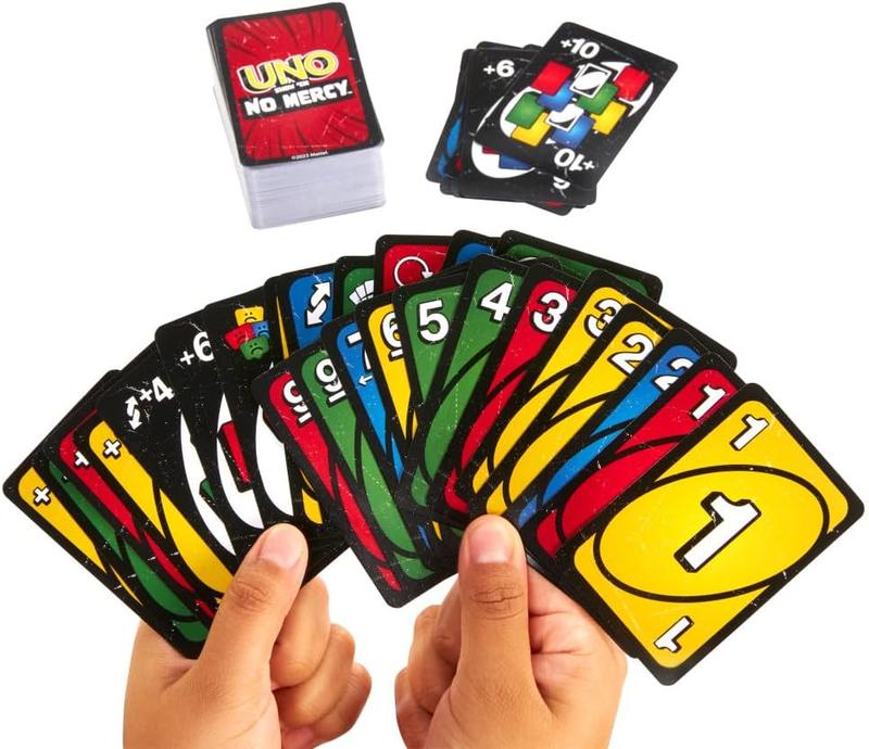 Mattel Games UNO Show 'em No Mercy Card Game for Kids Adults & Family Parties Travel with Extra Cards Special Rules & Tougher Penalties