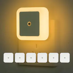 [summervibes]LED Night Light Plug-in Smart Dusk to Dawn Sensor Night Lights for Bedroom Bathroom Hallway Toilets Stairs Kitchen,Compact Nightlights Warm Light, 6