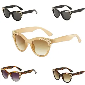 Cat Eye Gold and Silver Rose Embellishments Sunglasses - 5 Colors Available, Classic Design with Gold and Silver Accents Polarized Lightweight