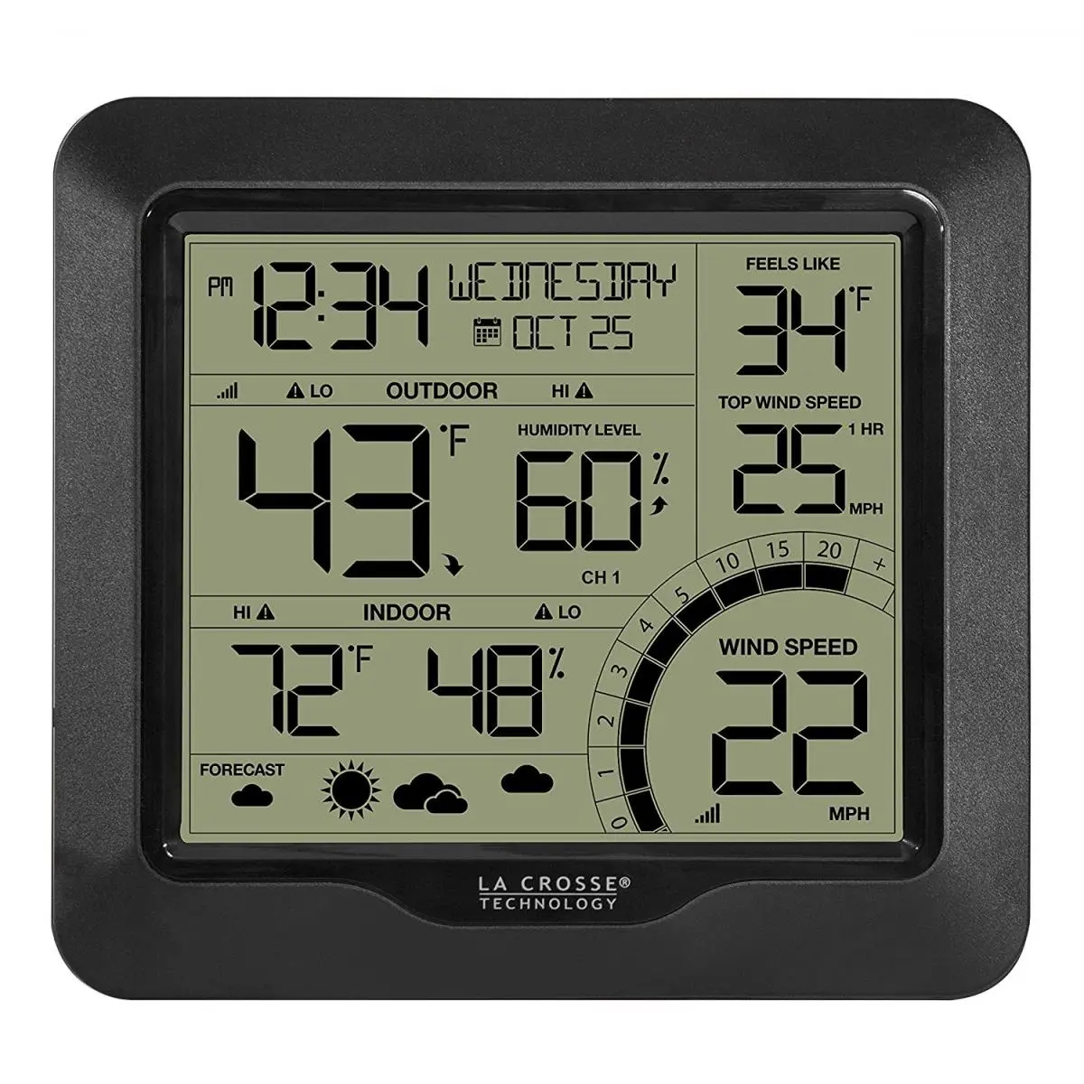 212 MAIN Wireless Lacrosse Professional Wind Speed Weather Station - Indoor/Outdoor, Home Use, Easy Setup, Full Forecast, Weather Tracking, Mounting Kit