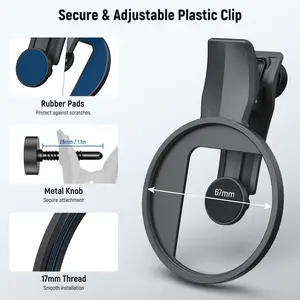 NEEWER 67mm Phone Camera Lens Filter Clamp, Adjustable Threaded Filter Clip Mount For Samsung Galaxy Google Pixel Huawei Xiaomi Smartphone Camera Accessories