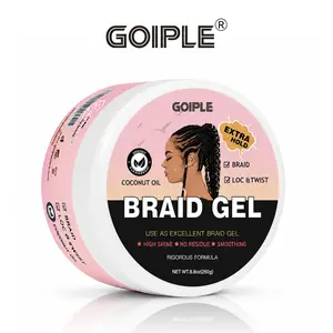 Goiple Strong Hold Braiding Gel, Smoothing Control for Braids, Twists & Locs, High Shine, Residue-Free, Strawberry Scent, 8.8oz