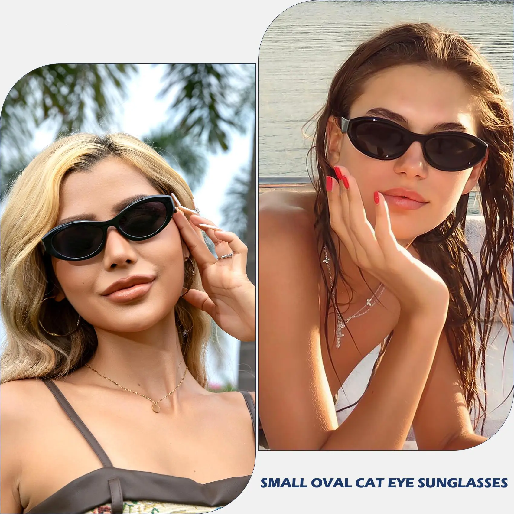 Retro Narrow Cat Eye Sunglasses Polarized UV Protection Fashion Oval Shades Retro Oval Cat Eye Sunglasses for Women Classic Narrow 90s  main image 4