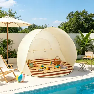 Foldable Pop Out Sun Shelter Tent for Beach | UV Resistant Durable Polyester Canopy for Camping, Picnics & Family Outings | Portable Light Shade for Infants and Mothers | Storage Carry Bag Provided