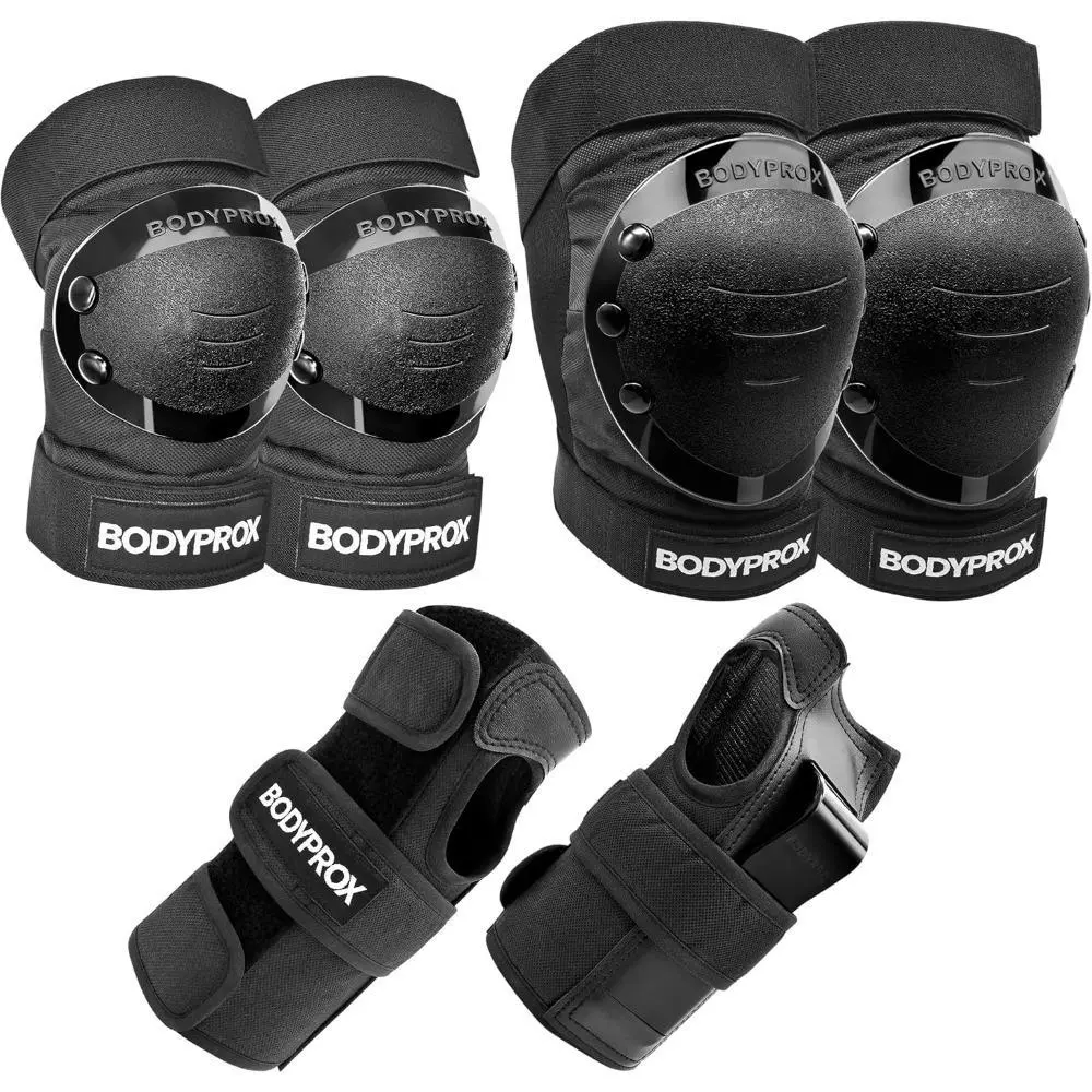 Adult Shock-Absorbent Protective Gear Set - EVA Foam, Hard Plastic Knee/Elbow Pads, Wrist Guards, Padded Interior, 1 Size, Worn Outside for Inline Skating, Roller Derby, One Size