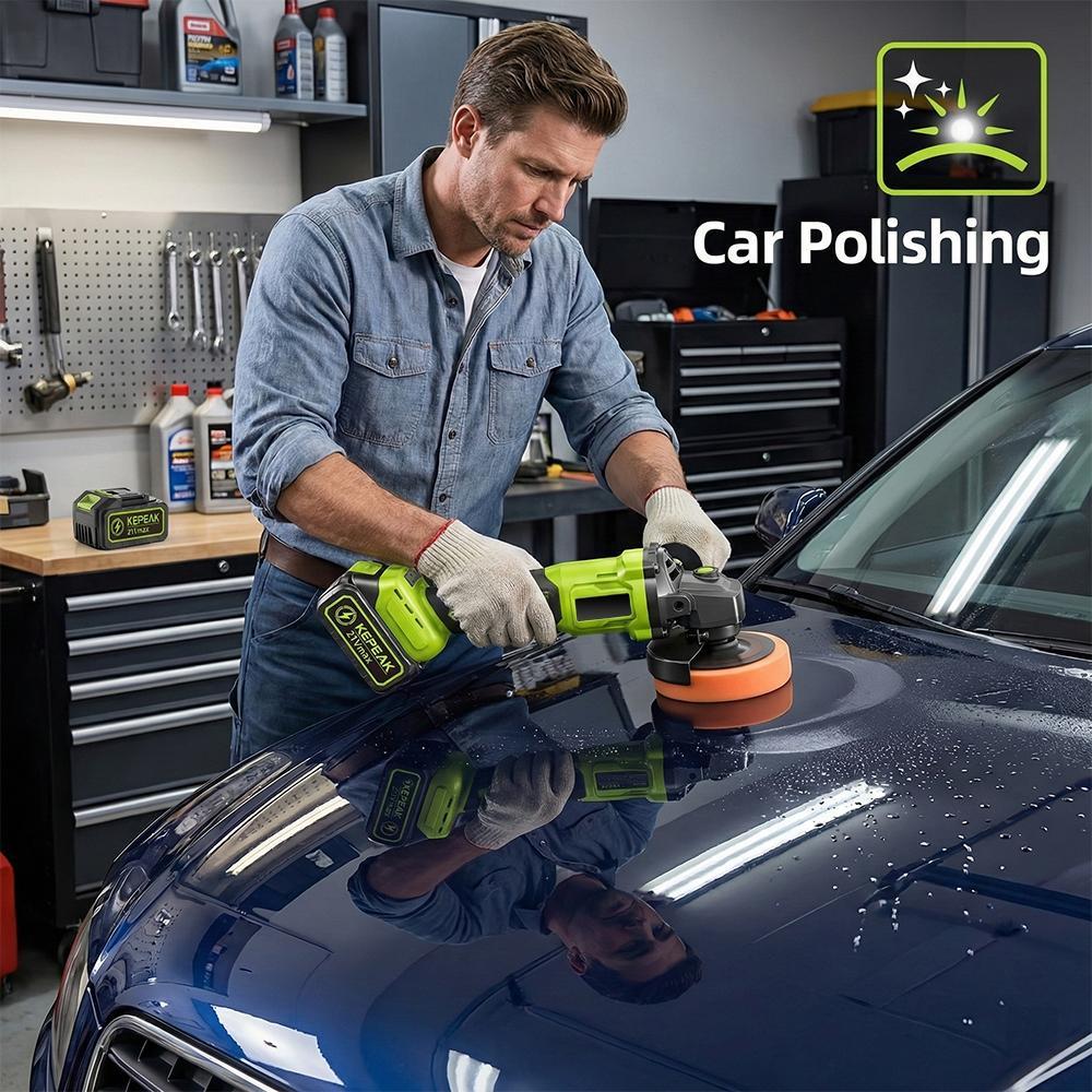 【BackToSchool】21V Brushless Motor 4" Cordless Angle Grinding Machine Full Kit - 450W Power Tool with 1300mAh Battery, Charger, Metal Cutting Discs, Grinding Wheel, Self-Adhesive Backing Pad & Accessories for DIY Home Improvement, Workshop Tasks