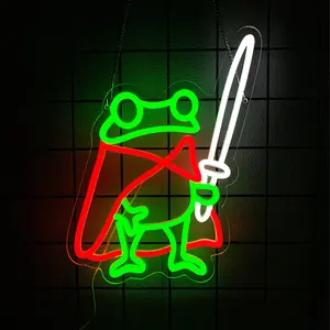 Frog Neon Sign Cute Neon Signs for Wall Decor Green Red Neon LED Sign for Man Cave Room Home Party Birthday Bar Signs - USB Powered Home Decoration Lamp