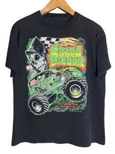 Vintage Retro Grave Digger T-Shirt Sweatshirt Hoodie Monster Truck 90s Basic Unisex Tee MADE IN USA REPRINT