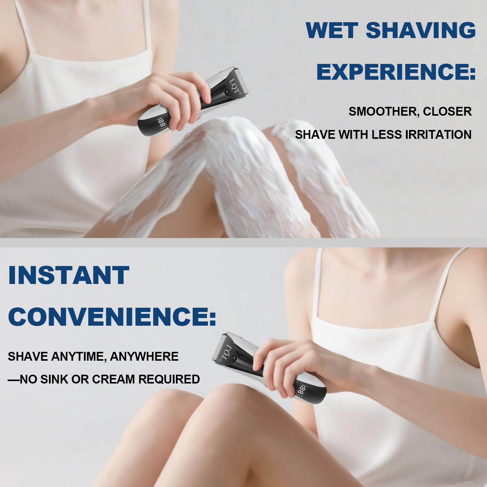 LQT Electric Body Hair Trimmer for Men and Women, Rechargeable Cordless Groin Hair Trimmer with LCD Display,  Leg, Armpit, Chest Hair, Home Salon Use, Ergonomic Design, Ideal Gift for Him Her, Safe Body Hair Removal Tool for Sensitive Skin