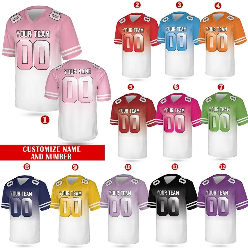 Personalized Team Name And Number Football Jersey, Custom V-neck Short Sleeve Jersey Shirt, Football Jersey For Football Fan Football Lover