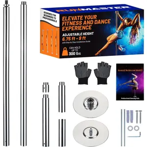 Pole Spinning Static Dance Pole Kit | Portable & Removable 45mm Exercise Pole for Club, Party,  Easy Assembly Safe & Sturdy Steel Construction |  Rubber Protection