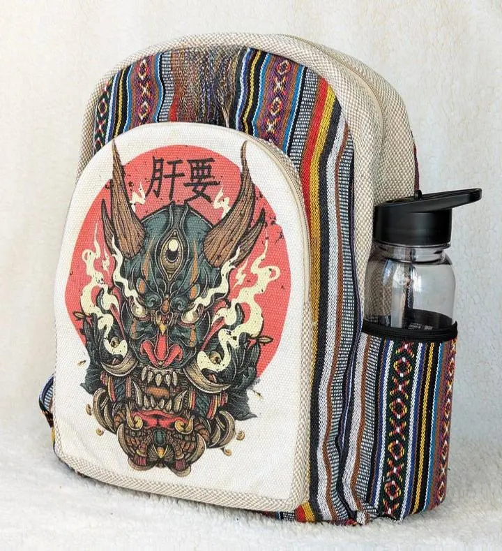 Hippie Hemp Backpack  - Dragon Print Boho Laptop Bag