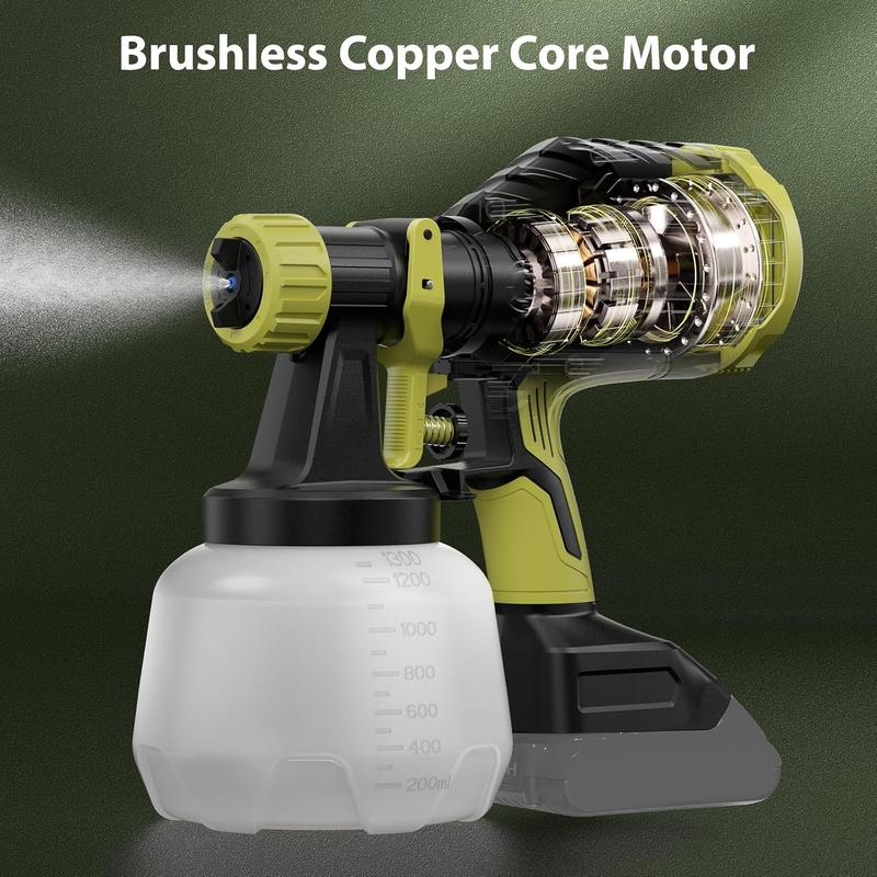 Cordless Paint Sprayer Compatible with Dewalt 20V Battery(Battery Not Included),1000ml/min High Flow,1200ml Container,150 Din/s Max Viscosity,Paint Sprayer for Furniture & Cabinets