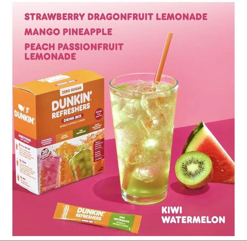 Dunkin' Refreshers Zero Sugar Singles to go Powdered Drink Mix Variety Pack, 30 Count Packets