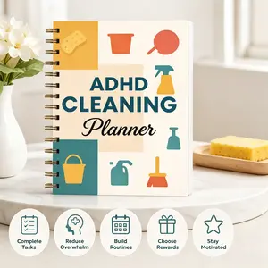 ADHD Cleaning Planner for Adults | Daily & Weekly Cleaning Checklist Journal | Home Organization Routine Planner with Reward Tracker | Spiral Notebook Habit Tracker