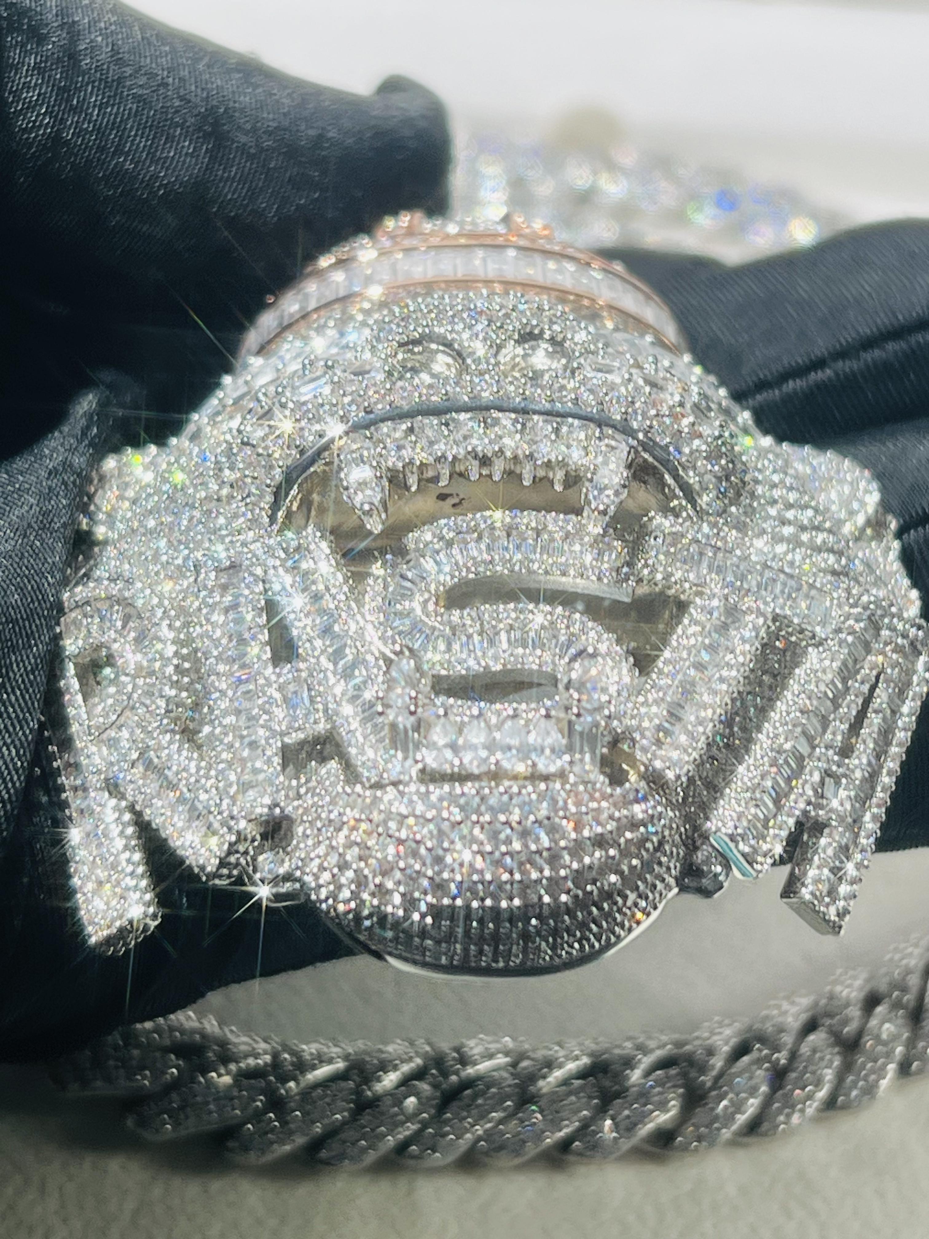 Micro Pave Vvs Ice Diamond 3D Lion Head Pendant High Charm Luxury Pendant Vvs Glory Diamond Hip Hop Men's Pendant, Valentine's Day Easter Gift Anniversary Gift