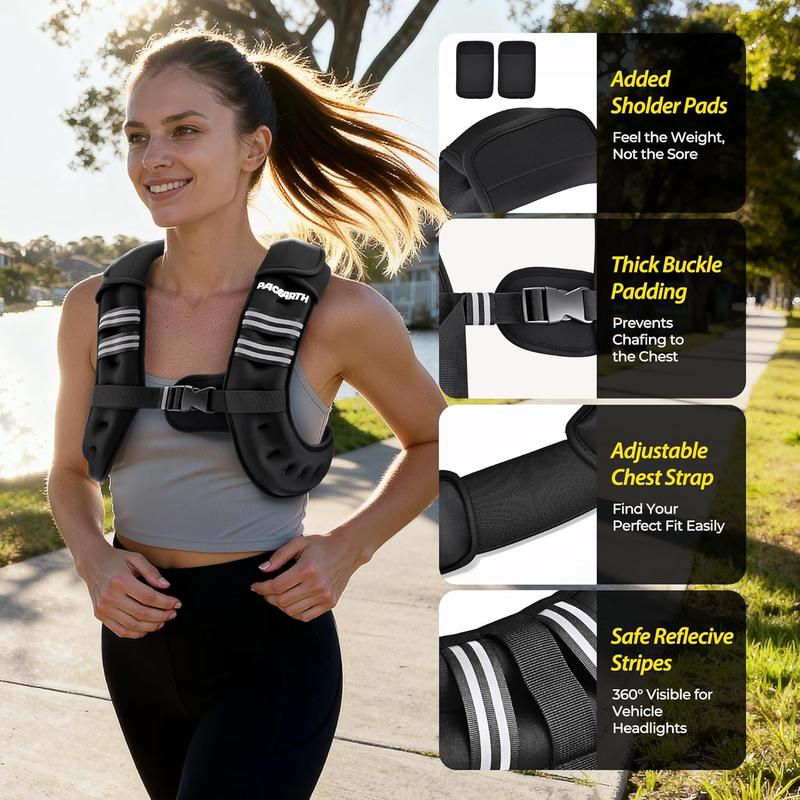 Weighted Vest,6lb/8lb/10lb/12lb/16lb/20lb/25lb/30lb Weight Vest with Reflective Stripe, Body Weight Vests for Women, Men, Weight Loss Workout, Strength Training, Running, Walking, Jogging