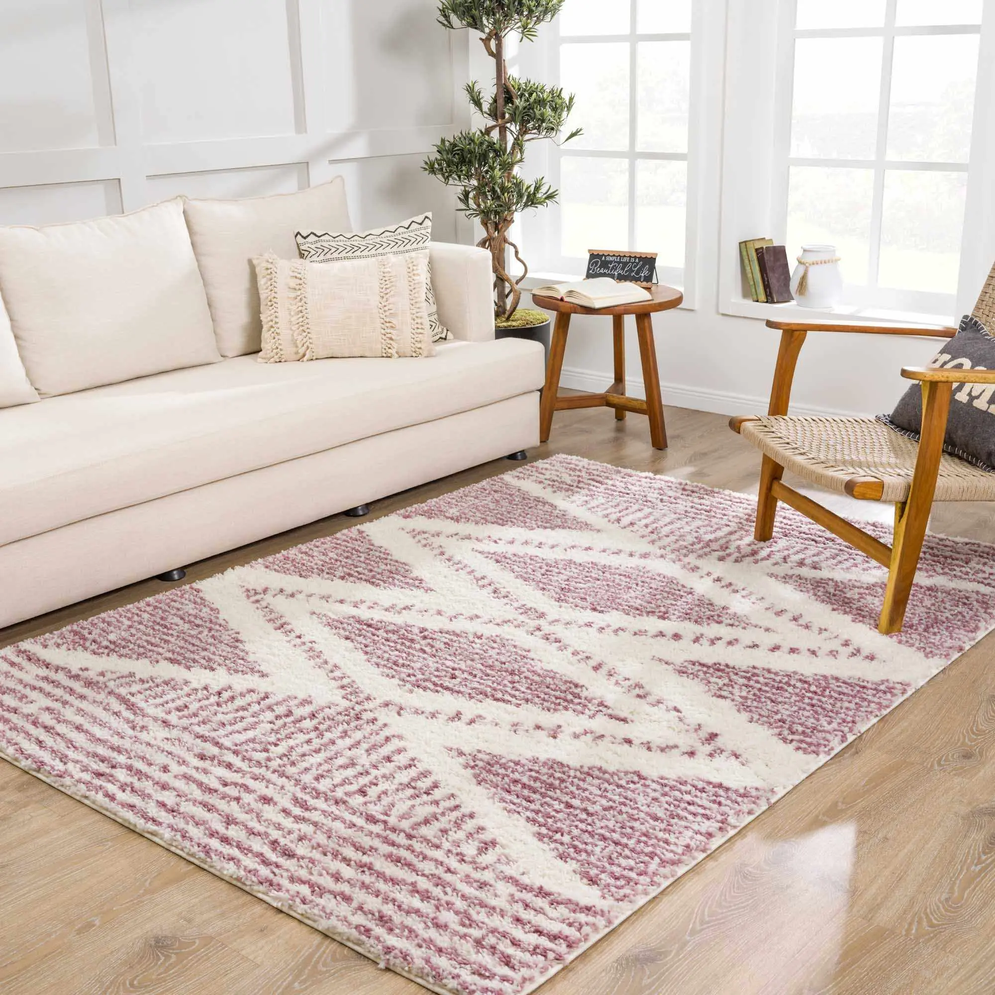 Trunding Plush Area Rug in Pink - Promo
