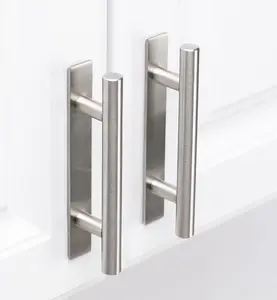 Adhesive Cabinet Handles "| No Drilling Stick On Handle for Drawers Doors Wardrobes Windows| M Adhesive|  Pack Brushed Nil All Metal Handles