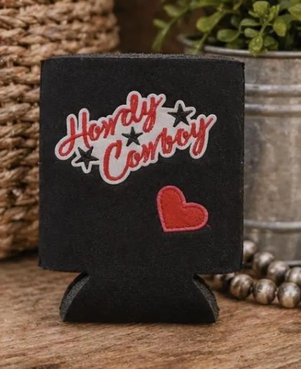 Personalized "Howdy Cowboy" Insulated Koozie with Patches - Customizable Drinkware Accessory for Adult Cowboy Enthusiasts, Keeps Drinks Cool for All-Seasons Everyday Kitchen Use