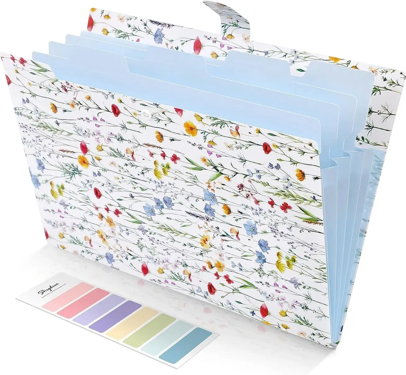 Accordion File Organizer, Floral Expanding File Folders with 5 Pockets, Cute Document Organizer for Paper Bills Receipt Storage