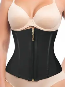 1 Count Women's Front Zipper Adjustable Hook & Eye Closure Waist Trainer, Body Shaping Shapewear, Tummy Control Waist Cincher for Yoga & Workout, Waist Shaping Corset, Shapewear Belts, Adjustable Shapewear Underwear, Suitable for Daily,Yoga,Gym
