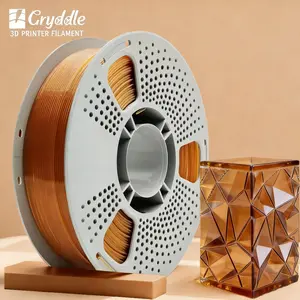 Gryddle 1.75mm Clear PETG 3D Printer Filament, 1.0kg (2.2 lbs) with spool, High Precision +/- 0.02mm, Transparent for ams FDM Left/Right/Left-Side Print, Ideal for Lighting 3D Printing Circuit Board and Detailed Printing