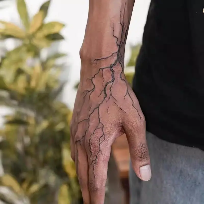 Lightnings Pattern Temporary Tattoo Sticker, 1 Sheet Temporary Tattoos Stickers Waterproof Realistic Tattoos Long Lasting Fake Hand Tattoo Sticker, Body Art Decoration for Men & Women