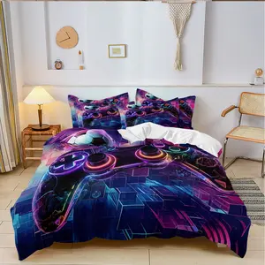 3-Piece Tech Gaming Controller Bedding Set, 1 Fitted Sheet + 2 Pillowcases (no Insert), High-Definition Print, All-Year Home Decor, Bedroom Bedding Set