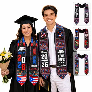 Personalized Puerto Rico Graduation Stole 2026, Puerto Rican Flag Satin Graduation Sash, Custom Class of 2026 Senior Graduation Gift