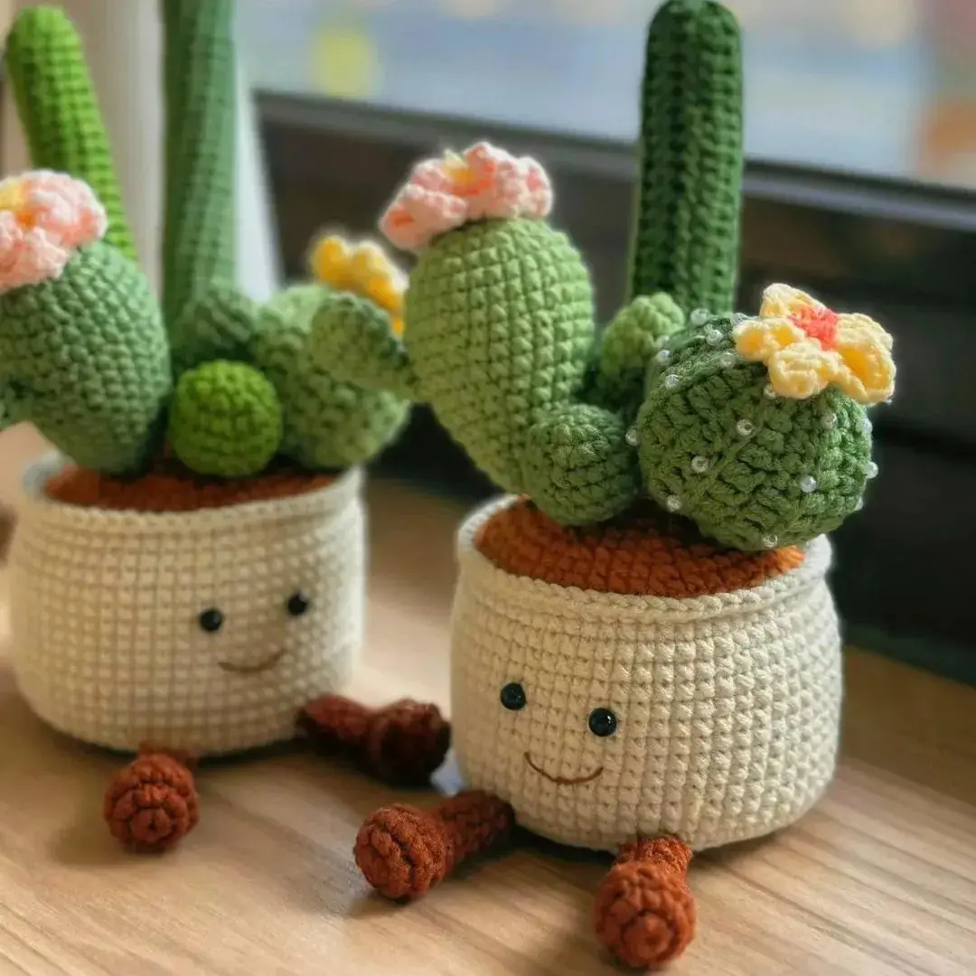 Cactus Potted Plant Crochet, Cute Crochet Cactus Amigurumi, Handmade Succulent Plush, Kawaii Plant Desk Decor, Plant Lover Gift